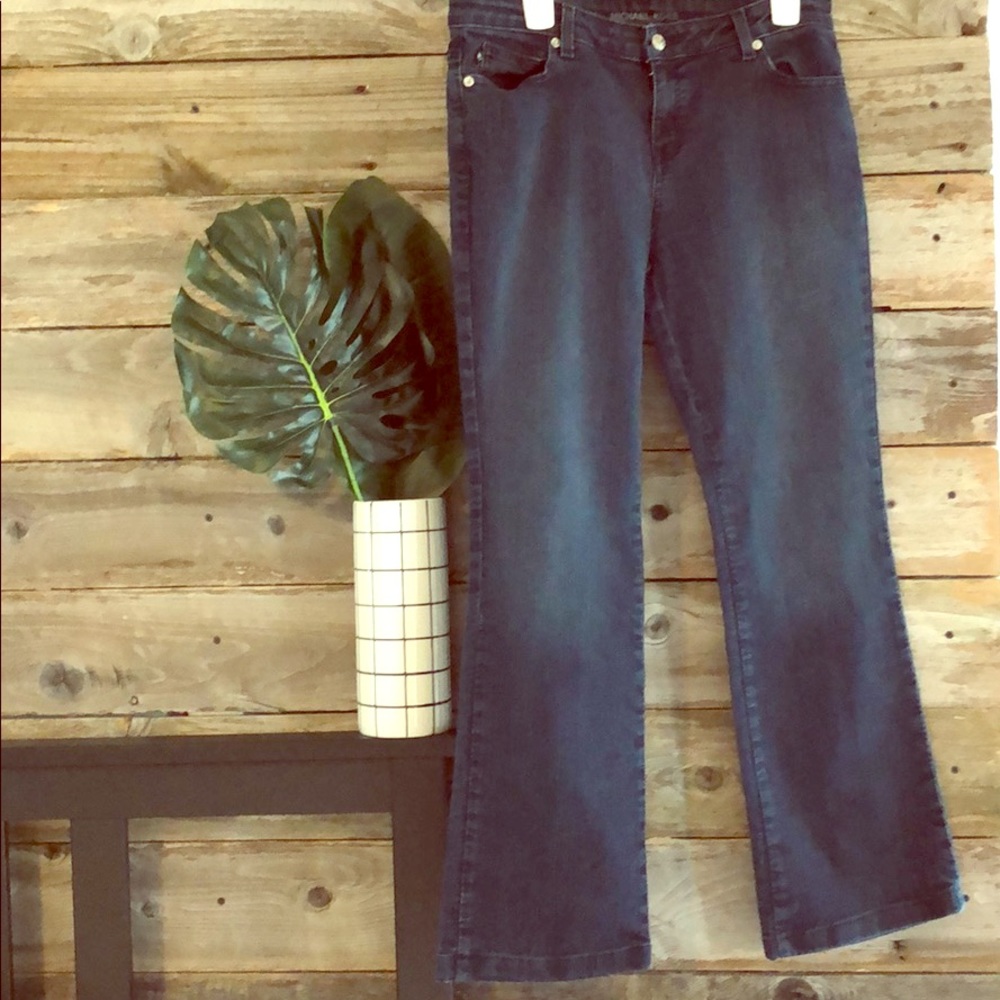Michael Kors Dark Wash Wide Leg Stretch Jeans SZ10